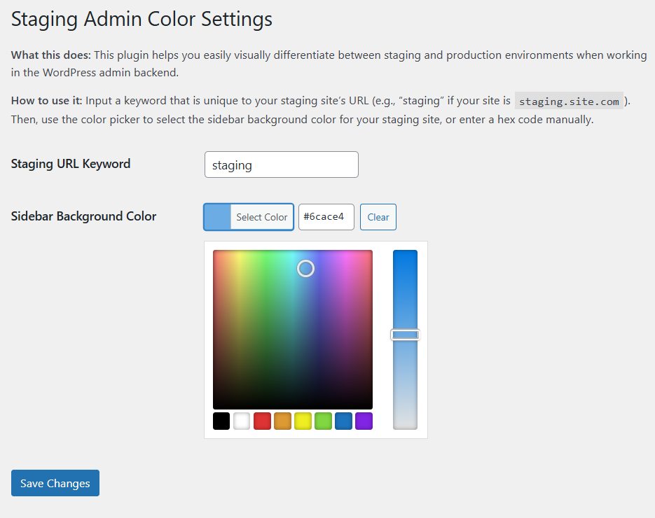 Admin color picker plugin for wordpress
